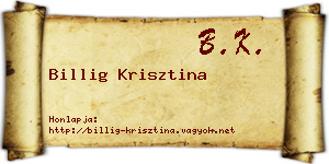 Billig Krisztina névjegykártya